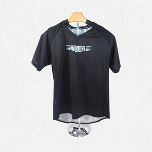 Cycology Performance MTB Short Sleeve Jersey – Black with Winged Gear Graphic